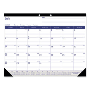 Blueline® Academic Monthly Desk Pad Calendar, 22 X 17, White-blue-gray Sheets, Black Binding-corners,13-month (july-july): 2021-2022 freeshipping - TVN Wholesale